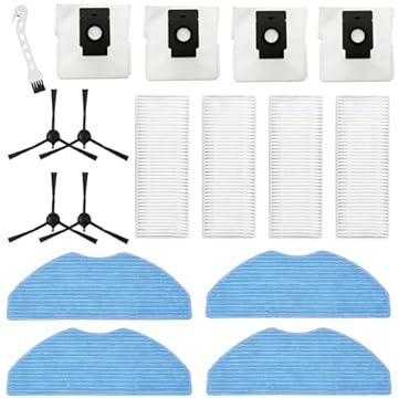 DianSung Accessori per EZVIZ RE4 Plus / RE5 Plus di ricambio aspirapolvere robot,4 Panni + 4 sacchetti + 4 spazzole laterali + 4 filtri + spazzola