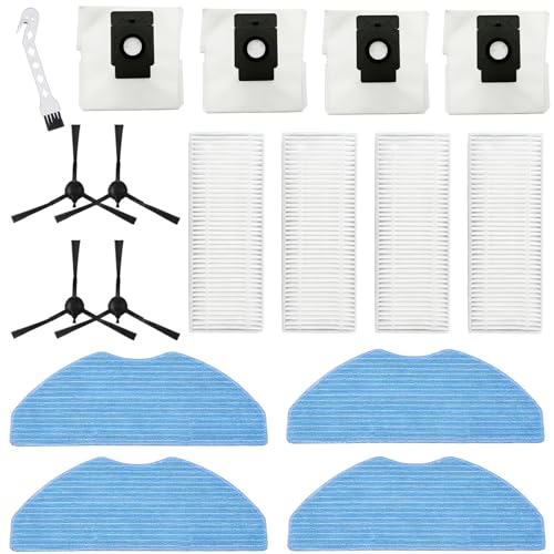 DianSung Accessori per EZVIZ RE4 Plus / RE5 Plus di ricambio aspirapolvere robot,4 Panni + 4 sacchetti + 4 spazzole laterali + 4 filtri + spazzola