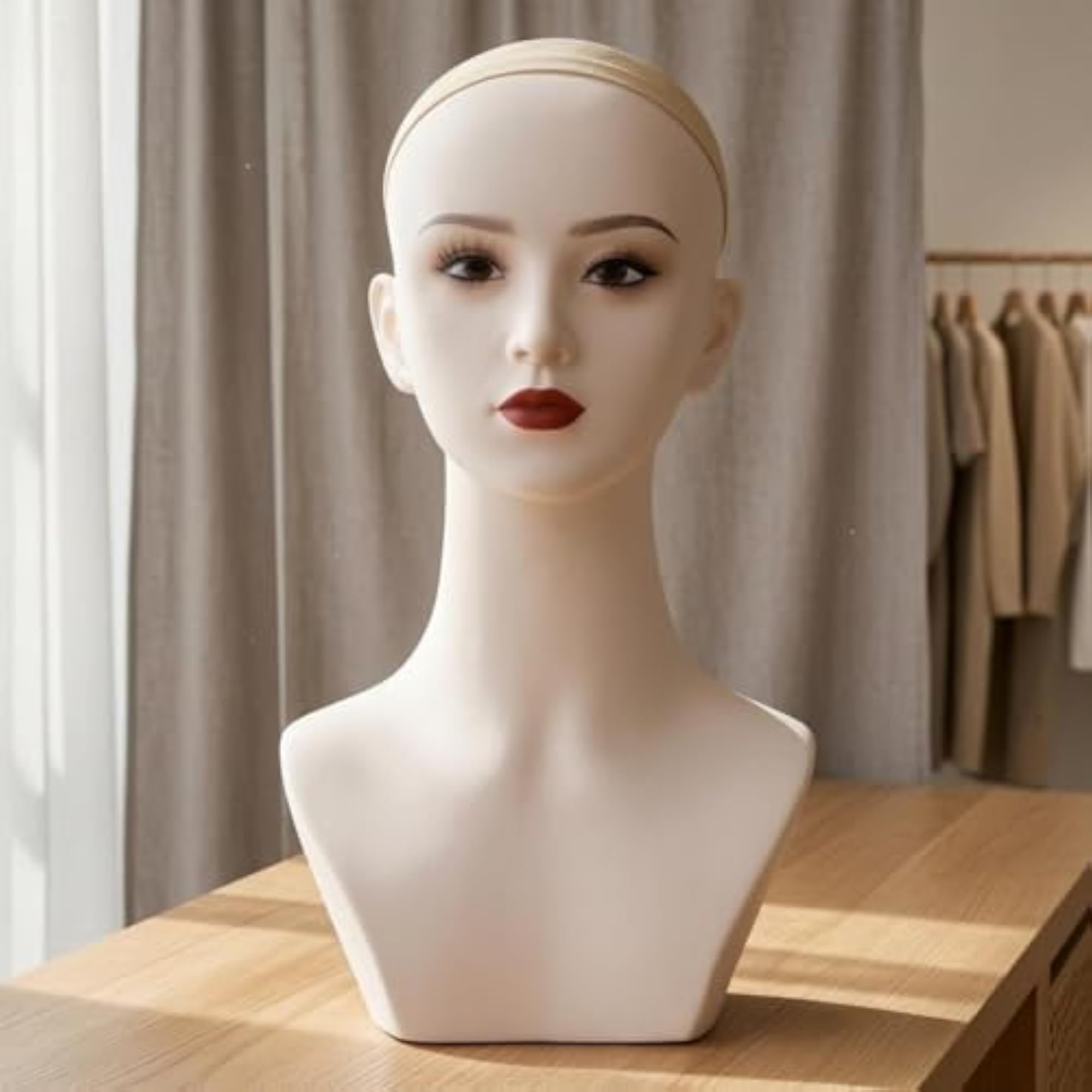 Skin Tone PVC Bust for Tabletop Display, 44 Cm