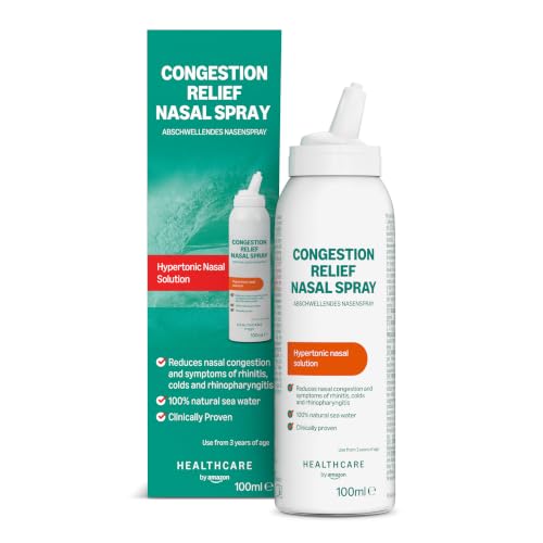 Amazon Basic Care - Spray nasal descongestionador natural, Aerosol, Adulto, 100 ml