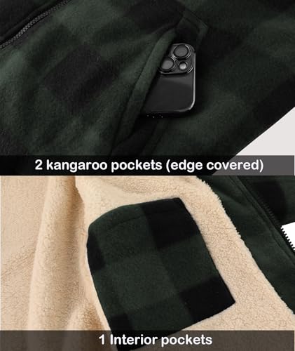 Image of onedog Mens Zip Up Hoodies Fleece Sherpa Lined Sweatshirt Winter Warm Jacket