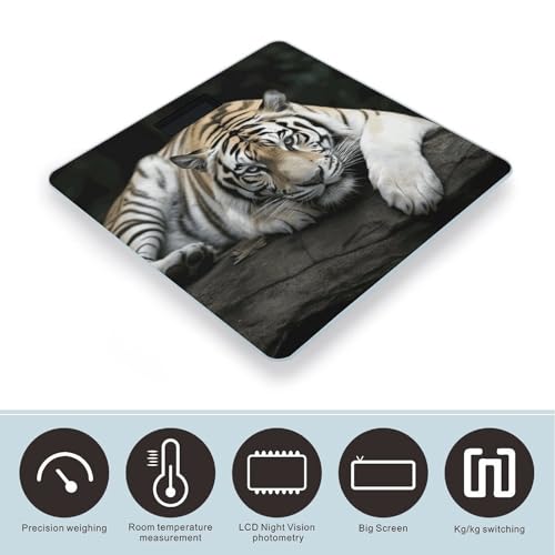 Báscula digital de baño Tiger Lie On Rock para peso corporal miniatura 3