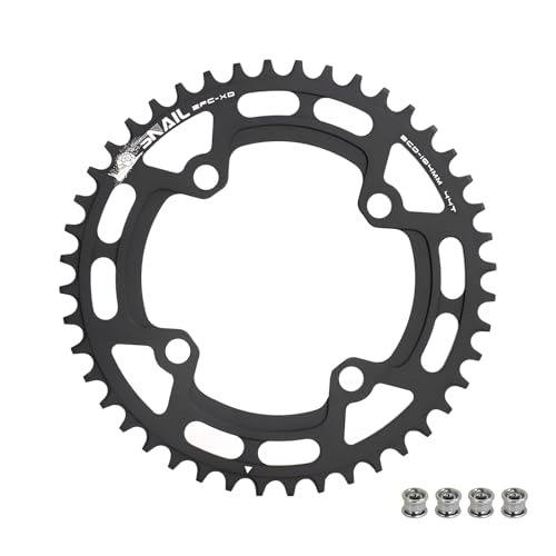 Image of BESNIN Bike Chainring 104 BCD 30T 32T 34T 36T 38T 40T 42T 44T 46T 48T 50T 52T Round Narrow Wide Single Chain Ring for 7 8 9 10 11 12 Speed MTB BMX Road Bike (Black, 44T)