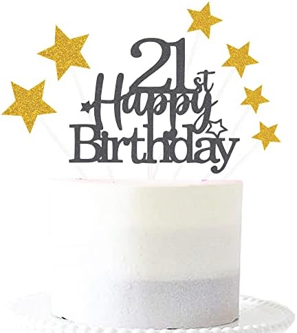 Glittery Royal Blue 10th Cake Topper with Star Boys and Girls 10th Birthday Party Supplies, Ten Years Old Birthday Party Decorations