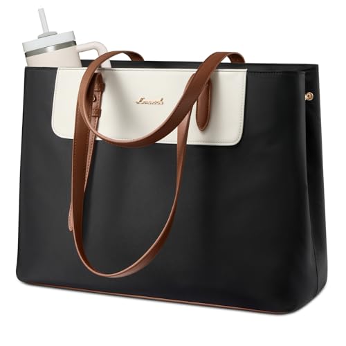 LOVEVOOK Laptop Tote Bag for Women 15.6 Inch, Water-Resistant Work Tote Bag Large Capacity Computer Bag Briefcase Handbag