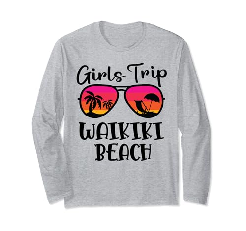 Viaje a Hawái para niñas a la playa de Waikiki, vacaciones de verano vintage Manga Larga