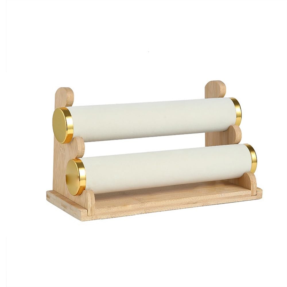 CJHFR472SG Jewelry Organizer Stands Wooden Double-Layer Jewelry Display Stand Removable Tiered Bracelet Holder Jewelry Display Stand(White)