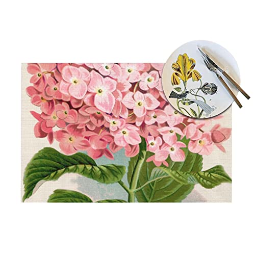 Lot de 4 sets de table fleurs roses de qualité supérieure - 5