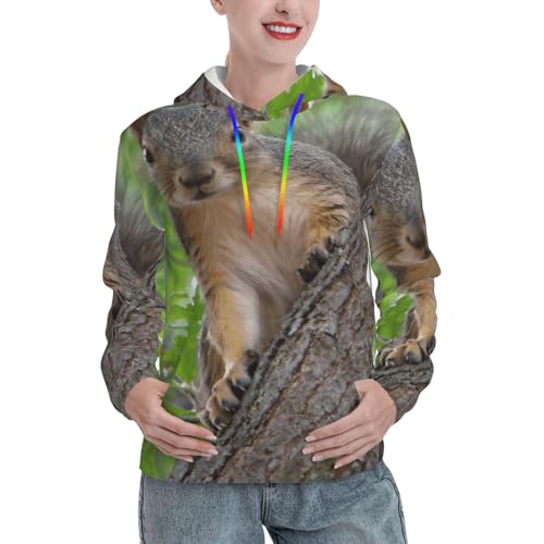 Sweat à capuche écureuil femme ajusté contre le froid doux