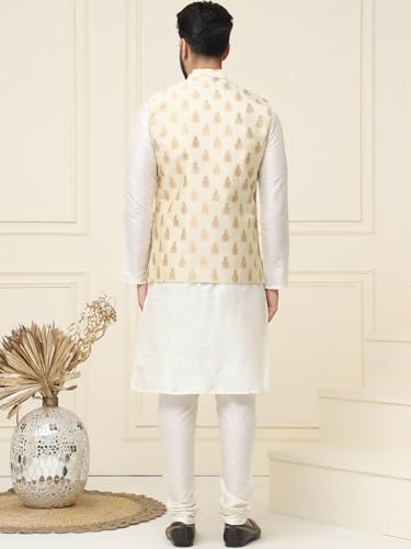Image of SOJANYA (Since 1958 Men's Silk Blend Kurta Pyjama With Nehrujacket Set