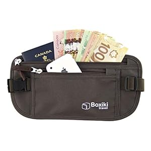 Boxiki Travel Money Belt – RFID Blocking Money Belt | Safe Waist Bag, Secure Belt for Men and Women by Fits Passport…