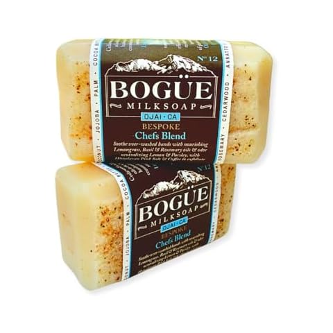 Goat Milk Soap two bars- BOGUE No.12 BESPOKE Chefs Blend- Exfoliating Himalayan Pink Salt & Coffee, odor neutralizing Lemon & Parsley, Lemongrass, Basil, Rosemary & soothing Himalayan Cedarwood Cover