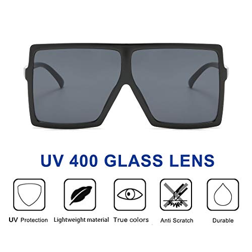 Ensarjoe Square Oversized Sunglasses For Women Men Flat Top Fashion Shadesuv Protection #TOP3