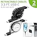 USB-C Retractable Charging Cable, USB Type-C Fast Charger Cord, Compatible for Apple iPhone 15 Series iPad Pro Air Mini, Samsung Galaxy Smartphones & Tablet, Google Pixel, (2 Pack)