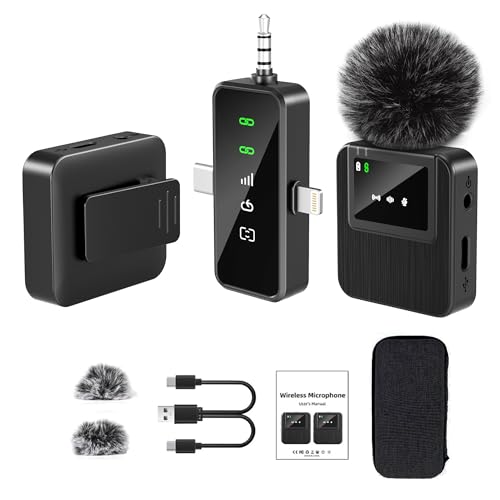 BAILIXIN 3-in-1 Mini Microphone for iPhone, Android, Camera - 328ft Long Range, 20H Battery Life, Wireless Microphones, Lapel Mic with AI Noise Reduction for Video Recording, YouTube, TikTok