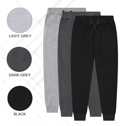 3 Pack Men's Joggers with Pockets – Fleece Mens Sweatpants with Zipper, Gym Joggers Men, Workout Sweat Pants3
