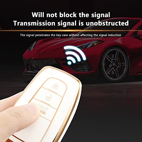 Suitable For Toyota Crown Corolla Camry Key Ring,3 Buttons Carsmart Key, Super Soft Tpu All-Dimensional Key Protective Cover (White) #TOP2