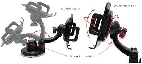 Car Mount Windshield Holder Compatible with iPhone 16/Pro/Max/Plus, Glass Cradle Swivel Dock Suction