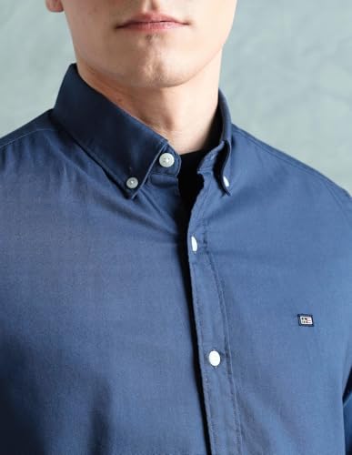 Image of Arrow Sport Solid Slim Fit Cotton Shirt for Men - Full Sleeve Mens Casual Shirts
