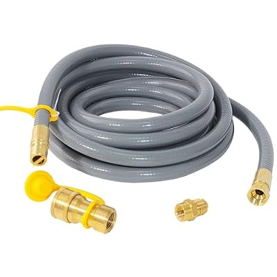 15 FeeT 1/2 inch Natural Gas Hose with Quick Connect Fittings, Natural Gas Hose fit for BBQs? Grills, Pizza Ovens, Patio Heater and More NG/Propane Appliance