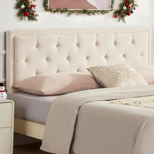 Howjoe Tufted Upholstered King Size Headboard Only, Solid Wood Height