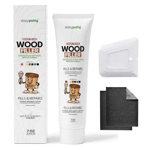 Wood Filler - Wood Putty for Furniture Repairs, Wooden Cabinets, Doors, Tables - Indoor & Outdoor Use - Includes Sandpapers / 200g (Oak)