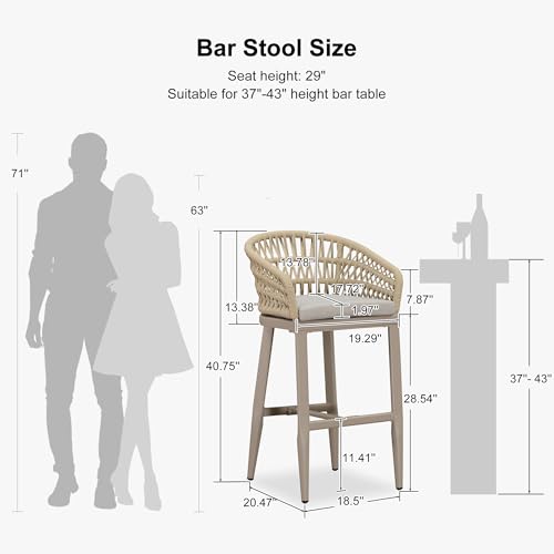 Image of PURPLE LEAF 29 inch Bar Stools Set of 4 Soft Seat Cushion, Champagne