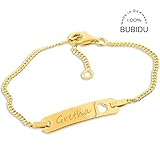  Baby ID Armband gold zur Taufe Geburt ❤️ Taufarmband mit Gravur aus 925 Silber vergoldet mit Herz ❤️ Namensarmband Baby Kind kurz 12cm 14cm ❤️ Geschenke Taufe für Mädchen oder Junge