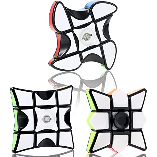 Civaner 3 Pieces Floppy Cube Puzzle Spinner Anti Anxiety Fidget Toys Rotatable Fidget Cube Fingertip Fidgets 1x3x3 Finger Speed Cube Stress Relief Cube Puzzle for Teenager Adults, 3 Styles