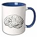 3dRose 38393_6 Brain Two Tone Blue Mug, 11 oz, Multicolor