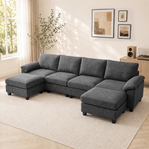 Image of Sectional Couches for Living Room, 141 inch U Shaped Cloud Sofa & Couch