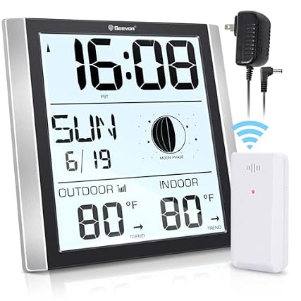 Geevon Atomic Wall Clock with Backlight, Auto Set Digital Atomic Clock with Indoor Outdoor product