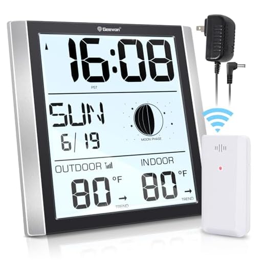 Geevon Atomic Wall Clock with Backlight, Auto Set Digital Atomic Clock with Indoor Outdoor