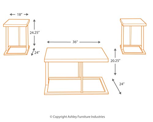 Signature Design By Ashley Airdon Urban 3-Piece Occasional Table Set, Includes Coffee Table And 2 End Tables, Brown #TOP2