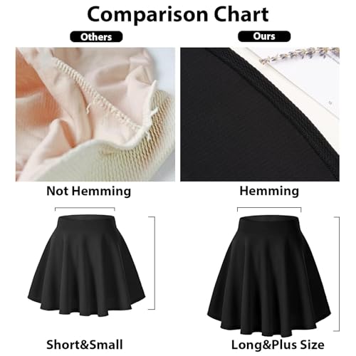 Moon Wood Women's Plus Size Mini Skater Skirt- Basic Versatile High Waisted Flared Casual Stretchy Skirts - Image 4