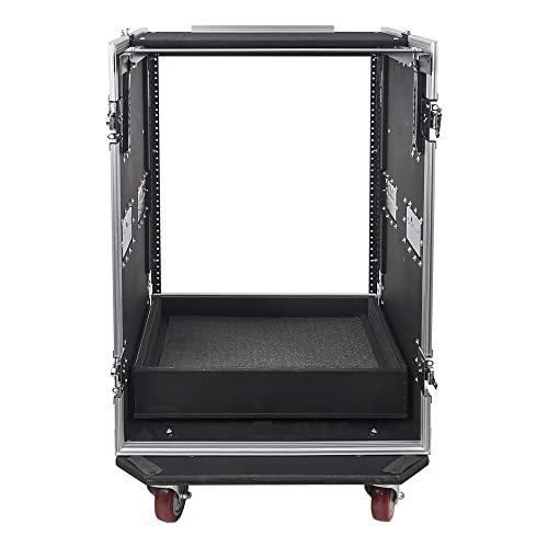 Sound Town 16U Pa Dj Pro Audio Rack/Road Ata Case With 2U Drawer, 11U Slant Mixer Top, Two Dj Work Tables, Casters, Pro Tour Grade (Mr-Dr16Ut2) #TOP3