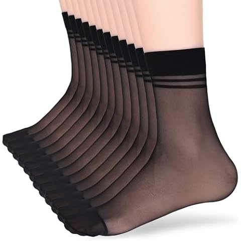 Telooco 12 Pairs Ankle Stockings for Women Sheer Thin Nylon Socks Breathable Silk Socks with Reinforced Toe (Black) Cover