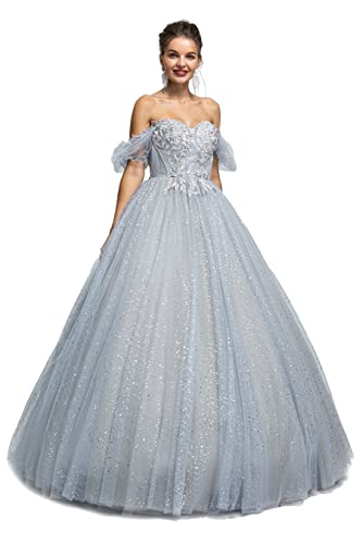 Image of Women's Beading Sweetheart Ball Gown Tulle Layed Long Quinceanera Dress