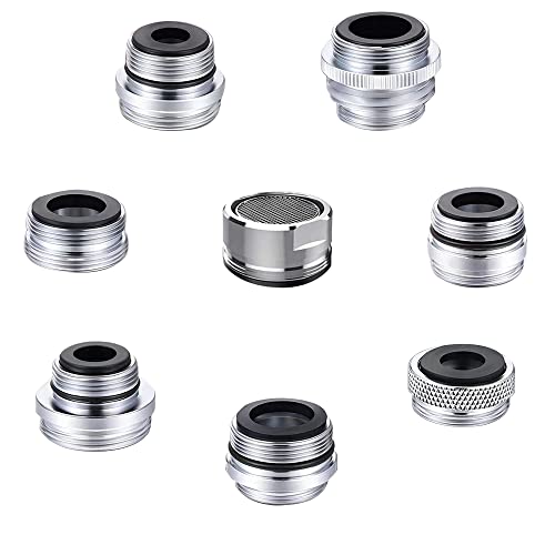 8 Piece Faucet Adapter Kit,Brass Faucet Aerator Adapter Set Male Female Kitchen Faucet Adapter Converter to Faucet Aerator for water hose,garden hose,water filter for Standard Hose