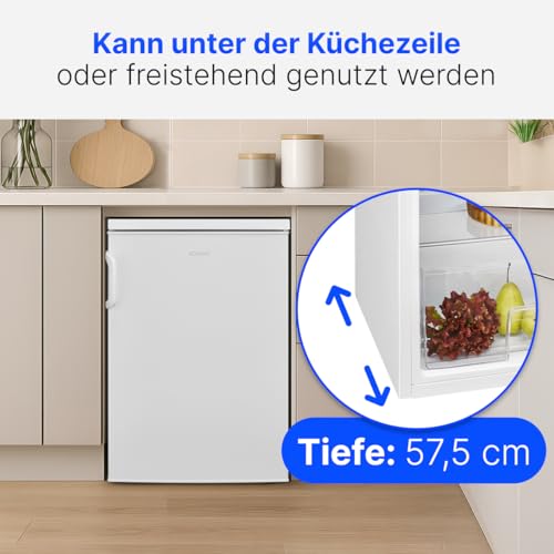 Bomann® Kühlschrank ohne Gefrierfach | Energieklasse D | 85cm | leise 39dB | 3 Ablagen | Türanschlag wechselbar | 133L | Kühlschrank klein mit Gemüsefach | Standardkühlschrank | VS 2195.1 weiß