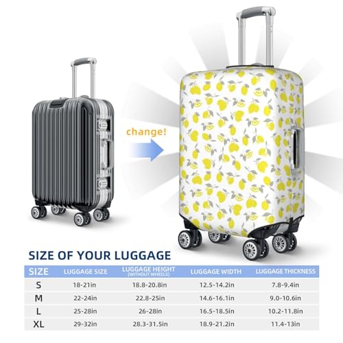 Yellow Lemon Leaves Print Luggage Covers For Suitcase,Elastic Washable & Stretchable Suitcase Covers For Luggage, Anti-Scratch - Fits 18-32 Inch Luggage-No Luggage Included4