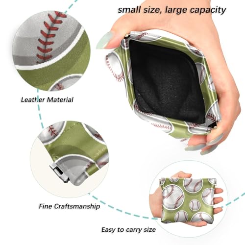 Baseball Pattern Coin Purse Leather Pouch Change Purse, Squeeze Coin Pouch for Cards, Keys & Lipsticks, Unisex2