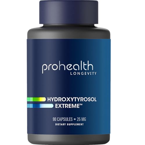 ProHealth Hydroxytyrosol Extreme Hydroxytyrosol-Nahrungsergänzungsmittel Olivenblattextrakt (Olivenblattextrakt aus biologischem Anbau) (90 vegetarische Kapseln) glutenfrei sojafrei