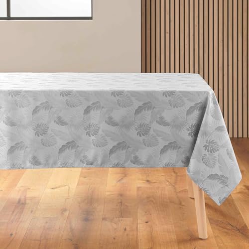 Douceur d'Intérieur, Nappe Rectangle (140 x 250 cm) Enola Gris, Jacquard Enduit