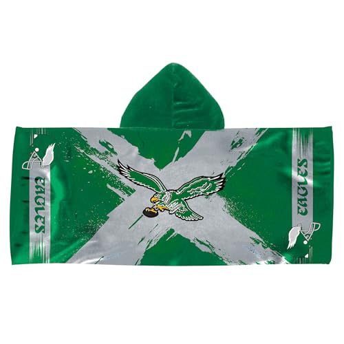 Northwest Philadelphia Eagles NFL Cross Out Youth Hooded Micro Fiber Towel 22 x 51 Inches