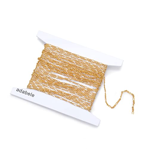 Adabele 16.4 Feet (5 Meters) Premium Tarnish Resistant 24K Gold Diamond Cut Figaro Chain 4.5Mm Long Lasting For Jewelry Crafting Making Bs5-C1 #TOP2