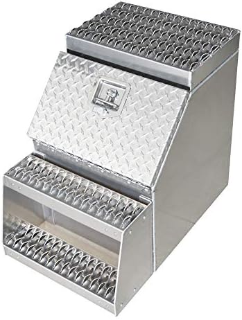 Heavy Duty Aluminum Semi Truck Side Storage Saddle Step Box / 18" L x 25" W x 28" H