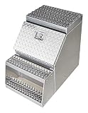 TBOZZ Heavy Duty Aluminum 18inch wide Semi Truck Side Storage Saddle Step Box / 18' L x 25' W x 28' H