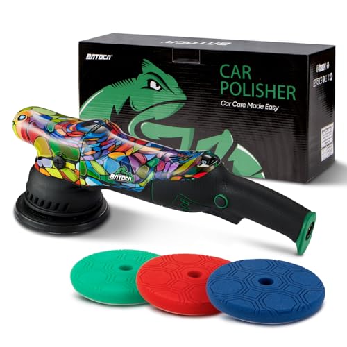 BATOCA P1 Car Buffer Polisher, 1000W High-Torque - 5-Inch 15mm Long-Throw Dual Action Orbital Polisher for Detailing - 6-Speed DA with Anti-Vibration Design & 16.4ft Detachable Cord - Auto, Boat, RV