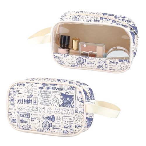 ZJXHPO Kpop Clear Makeup Bag Kpop Lover Gift Concert PU Leather Cosmetic Bag With Handle K-pop Merch (C-Wave PU) by ZJXHPO - Used condition - CA$8.20